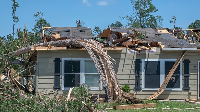 Tornado damaged roof, Louisiana