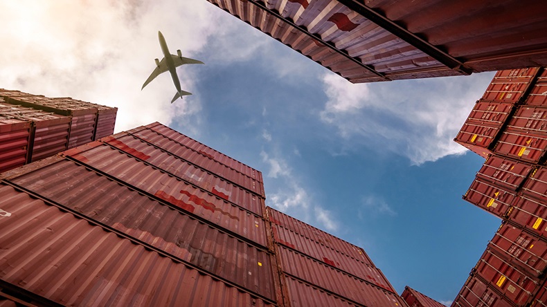 Plane and shipping containers